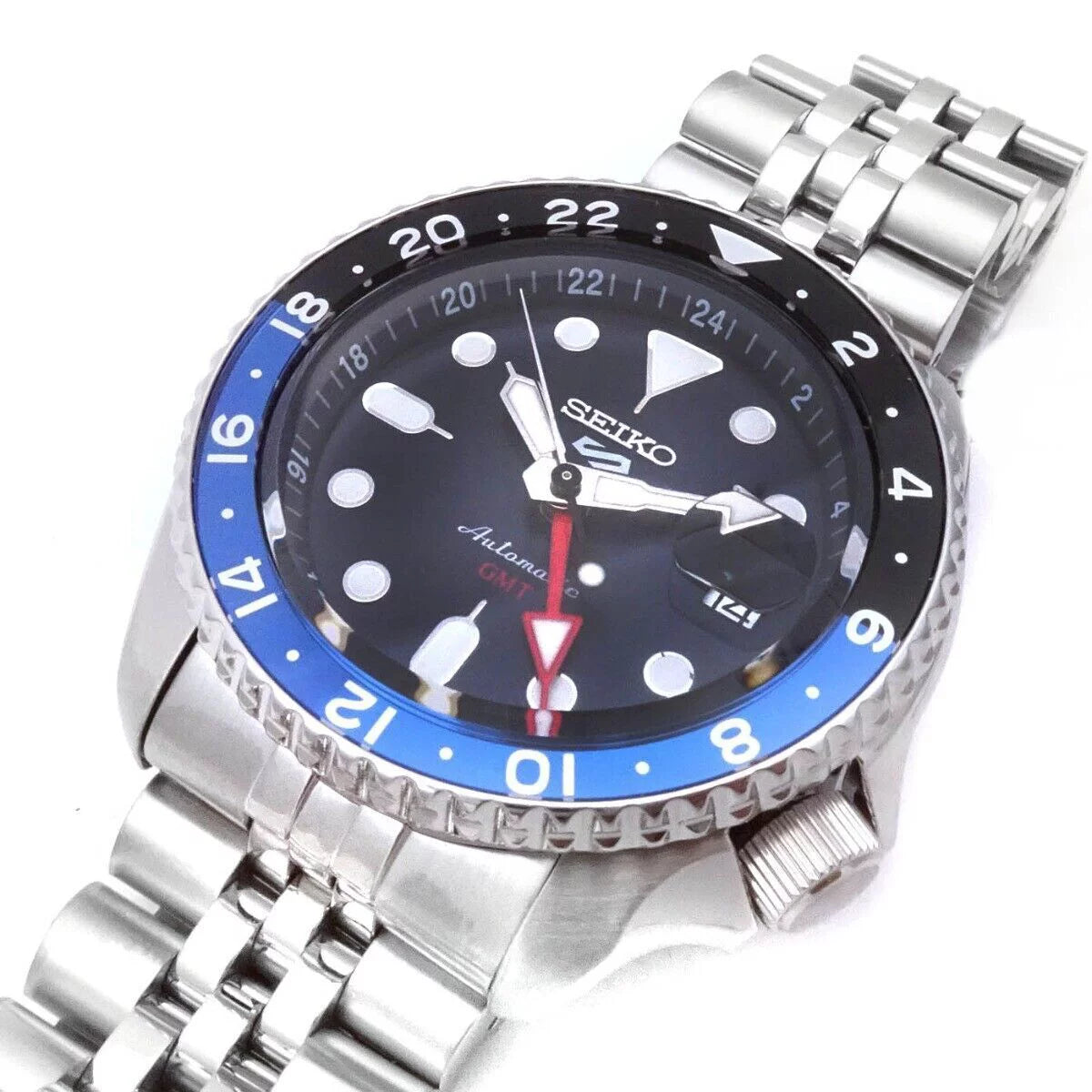 GMT Watch Black Blue Bezel 7k