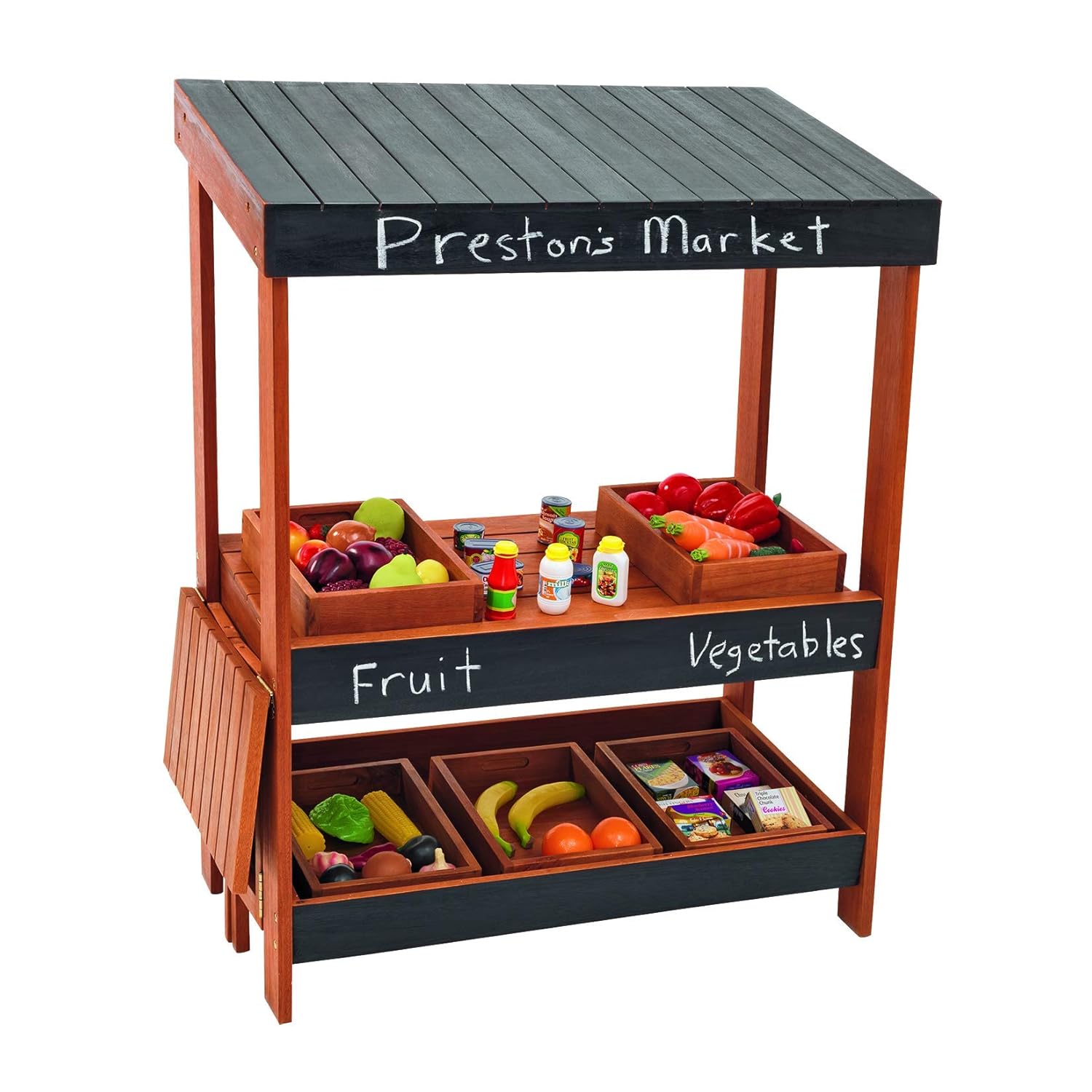 Wooden Farmers Market Stand for Kids Pretend Play k7
