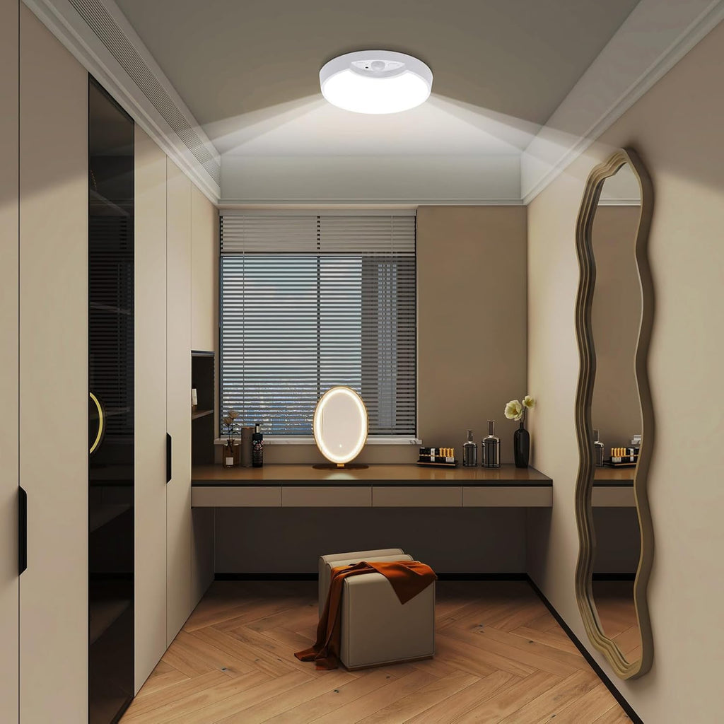 Rechargeable Motion Sensor Ceiling Light with Remote, Wireless Closet Light 8.7inch 6000K 8000mAh A7