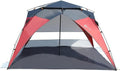 PORTAL POP Up Beach Tent, Umbrella-Style Setup,2-4 Person UPF50+ Beach Tent Sun Shelter, Open Front, Mesh Windows, Instant Sun Shelter with Carry Bag, Red/Grey