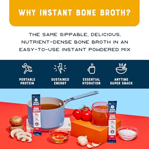 Bone Broth Instant Powdered Beverage Mix, Chicken & Beef Variety Pack 32 Sticks a7