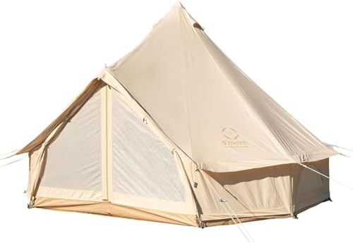 Canvas Bell Tent with Stove Jack, 4 Season Camping for 3-6 Person A7