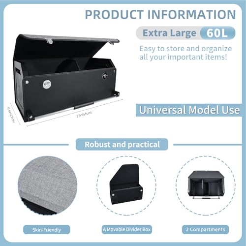 Car Organizer Trunk, Collapsible Leather with Lid, Auto Cargo Storage a7