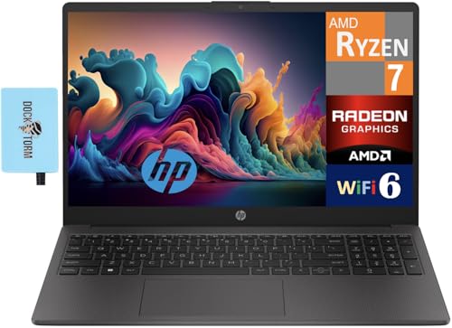 HP 255 G10 Business Laptop 15.6" FHD Display (AMD Ryzen 7 7730U, 32GB DDR4, 1TB PCIe SSD, AMD Radeon, Numeric Keypad, WiFi 6, HD Webcam, Bluetooth 5.2, Win 11 Pro) w/DKZ USB Port Expander