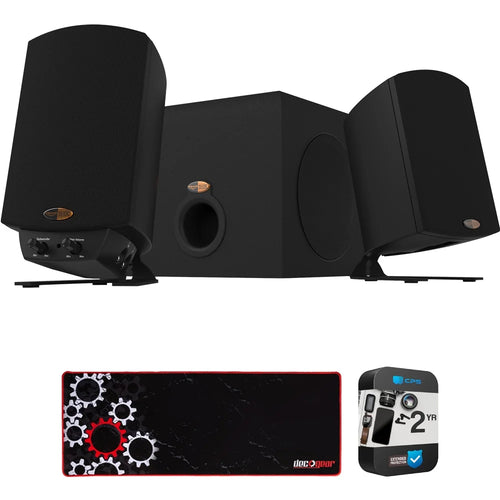 Klipsch 1011400 ProMedia 2.1 THX Certified Speaker System with 2 Speakers and Subwoofer, Black Bundle with 2 YR CPS Enhanced Protection Pack & Large Extended Pro Gaming Mouse Pad - Curated Treasures Market
