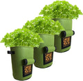 Grow Bags Pack of 3-10 Gallon Heavy Duty Non Woven Fabric Planter Bags. Planting Garden Pots with Sturdy Handles & Large Harvest Window - Growing Potato, Carrot, Onion, Radish, Taro, Peanuts