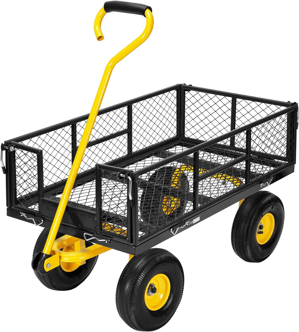 Heavy Duty Mesh Steel Garden Cart with Removable Sides 4.10/3.50-4 Wheels k7