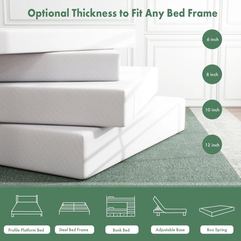 Queen Mattress 10 Inch Cooling Gel Memory Foam Medium Firm A7