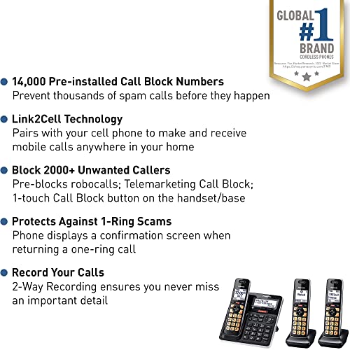 Cordless Phone with Call Block and Answering Machine, 4 Handsets a7