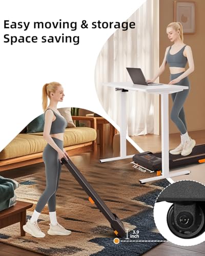 Walking Pad Treadmill, Under Desk Portable 330lbs Capacity 2.5HP 9k