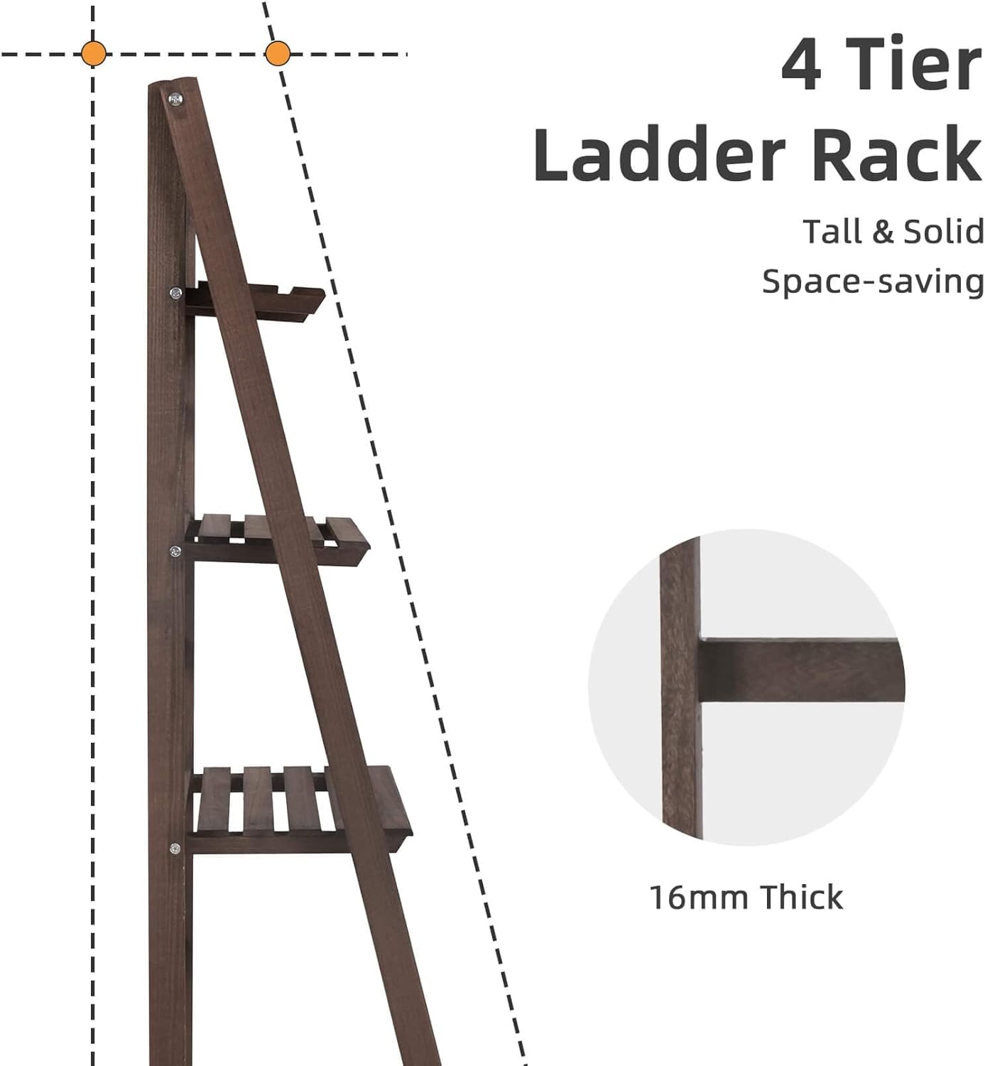 4 Tier Tall Ladder Plant Stand Wooden Indoor Garden Rack a7