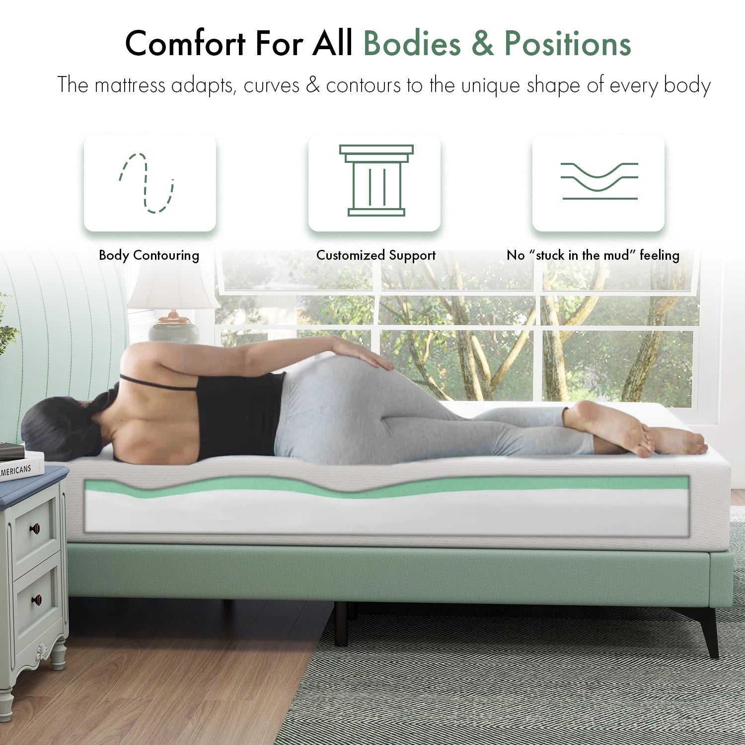 Queen Mattress 10 Inch Cooling Gel Memory Foam Medium Firm A7