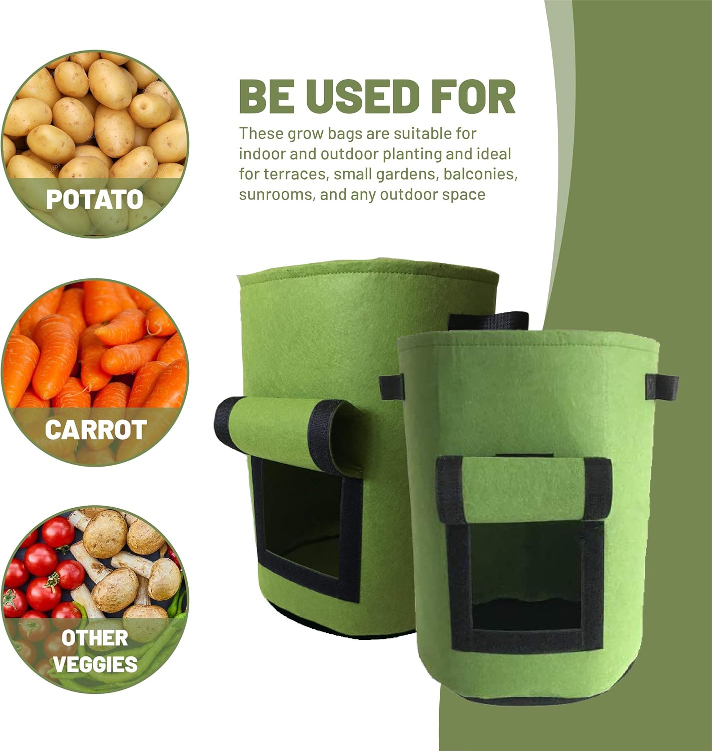 Heavy Duty Fabric Planter Bags 10 Gallon with Handles 3 Pack k7