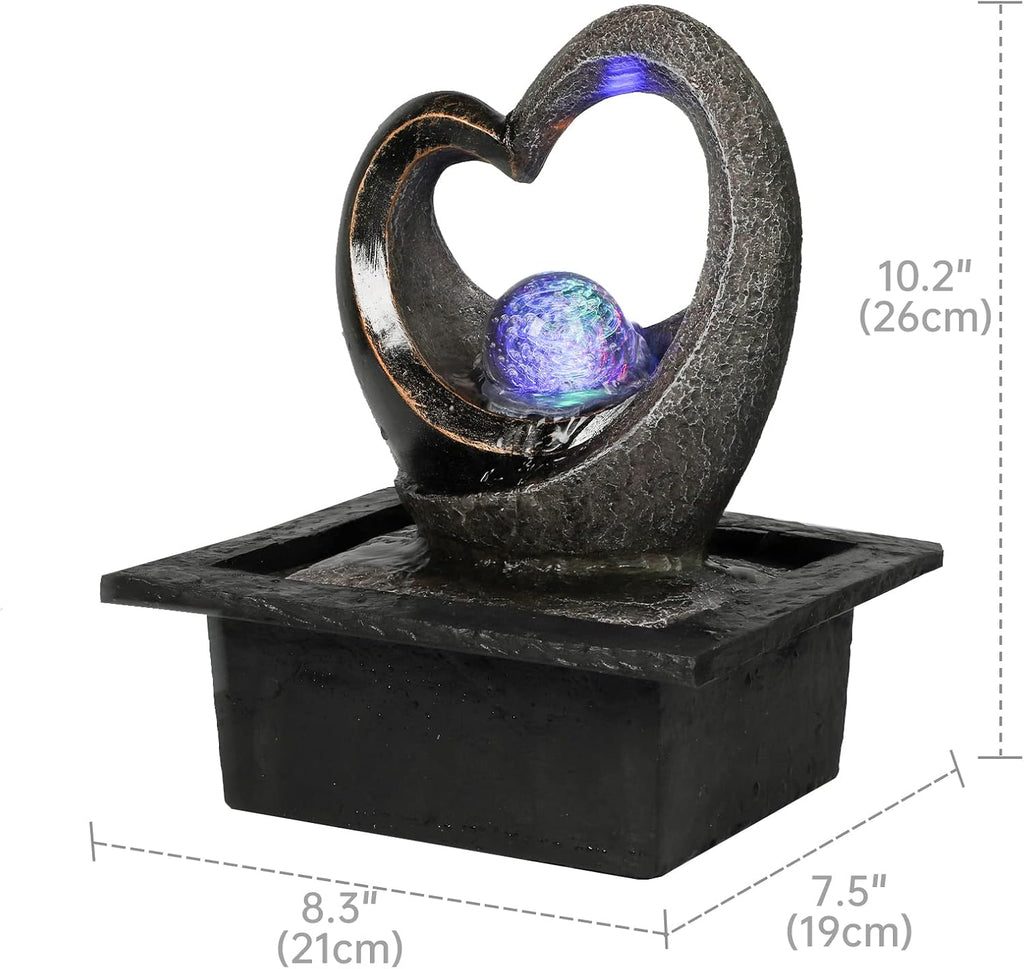 Indoor Zen Water Fountain with LED Light and Pump 7k