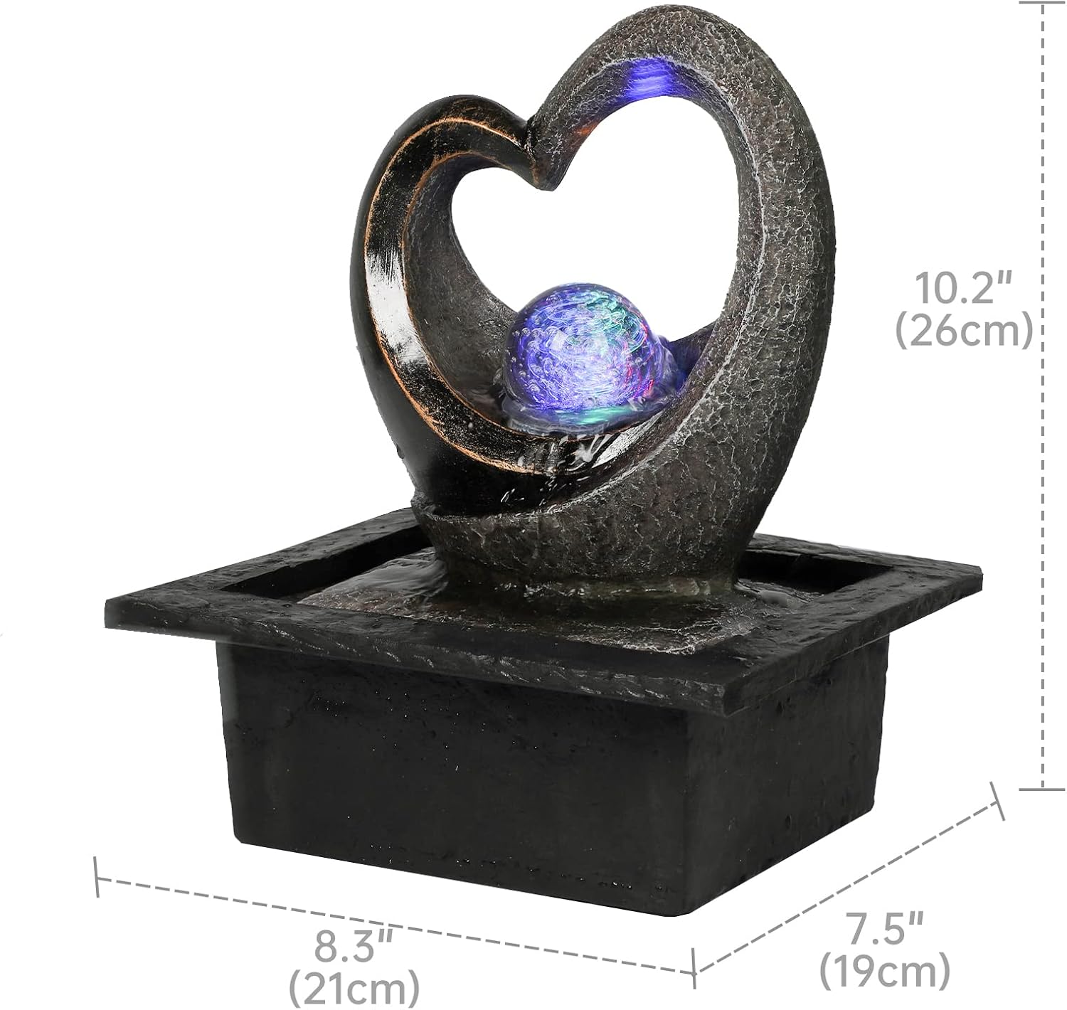 Indoor Zen Water Fountain with LED Light and Pump 7k