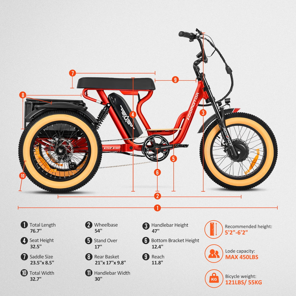 Electric Tricycle for Adults 750W 48V 20Ah Removable Battery 3 Wheel Bike k7