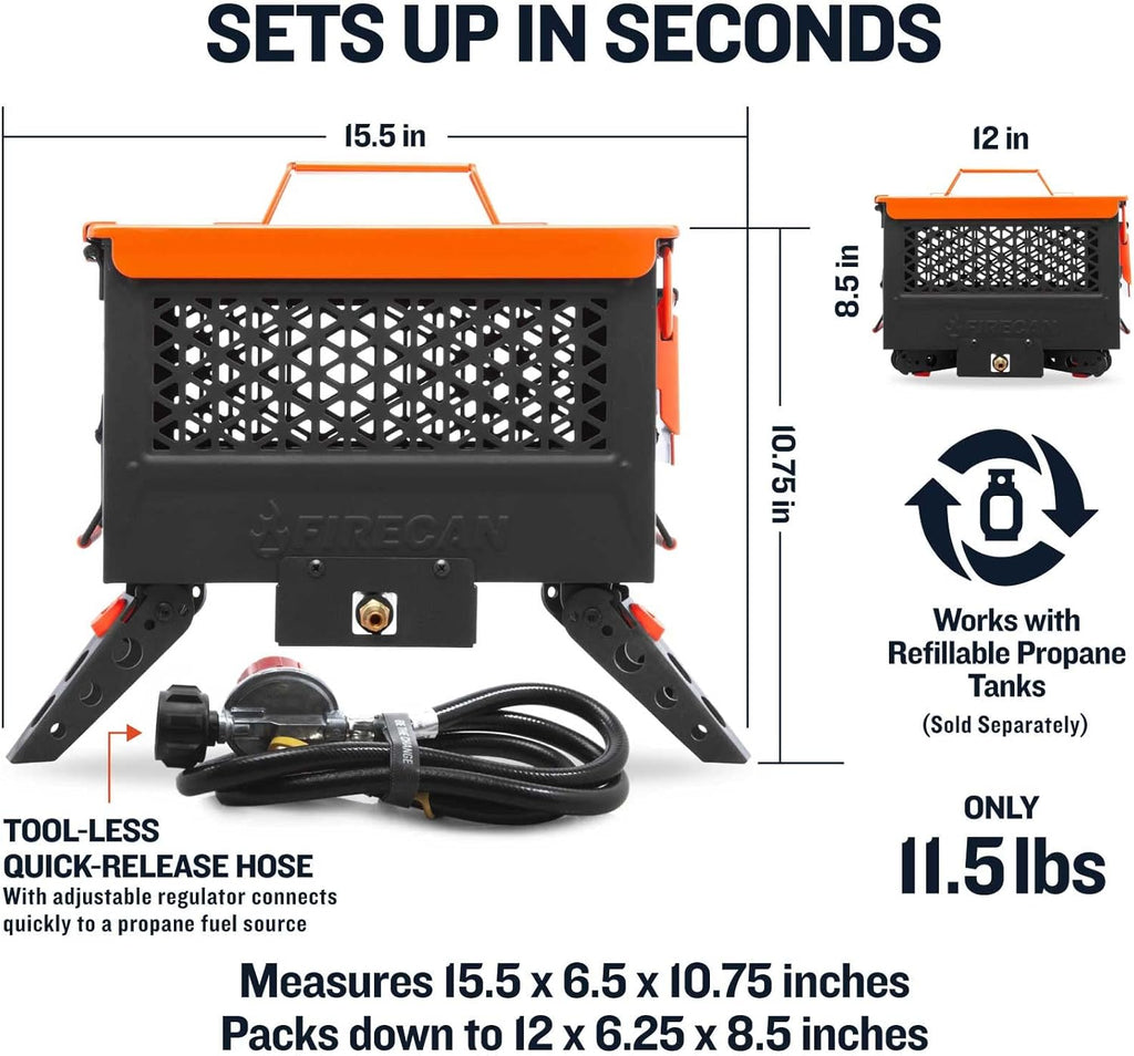 FireCan Portable Propane Fire Pit with Hose A7k