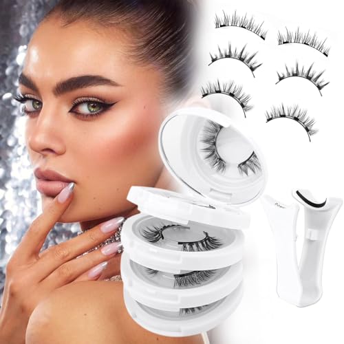 Ginani Magnetic Eyelashes with Applicator, Magnetic Eyelashes Without Eyeliner，Reusable Glue-Free Natural Look Eyelashes Kit Easy to Wear and Remove