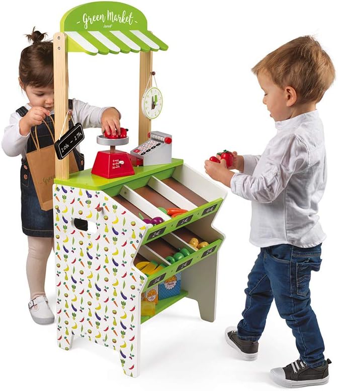 Wooden Grocery Store Playset with 32 Accessories 7k