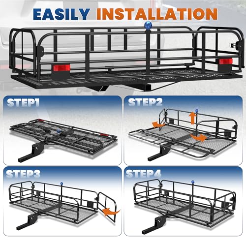 Folding Hitch Mount Cargo Carrier 2" Receiver 60x24x14 A7