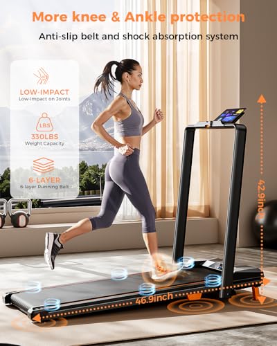 Walking Pad Treadmill, Under Desk Portable 330lbs Capacity 2.5HP 9k