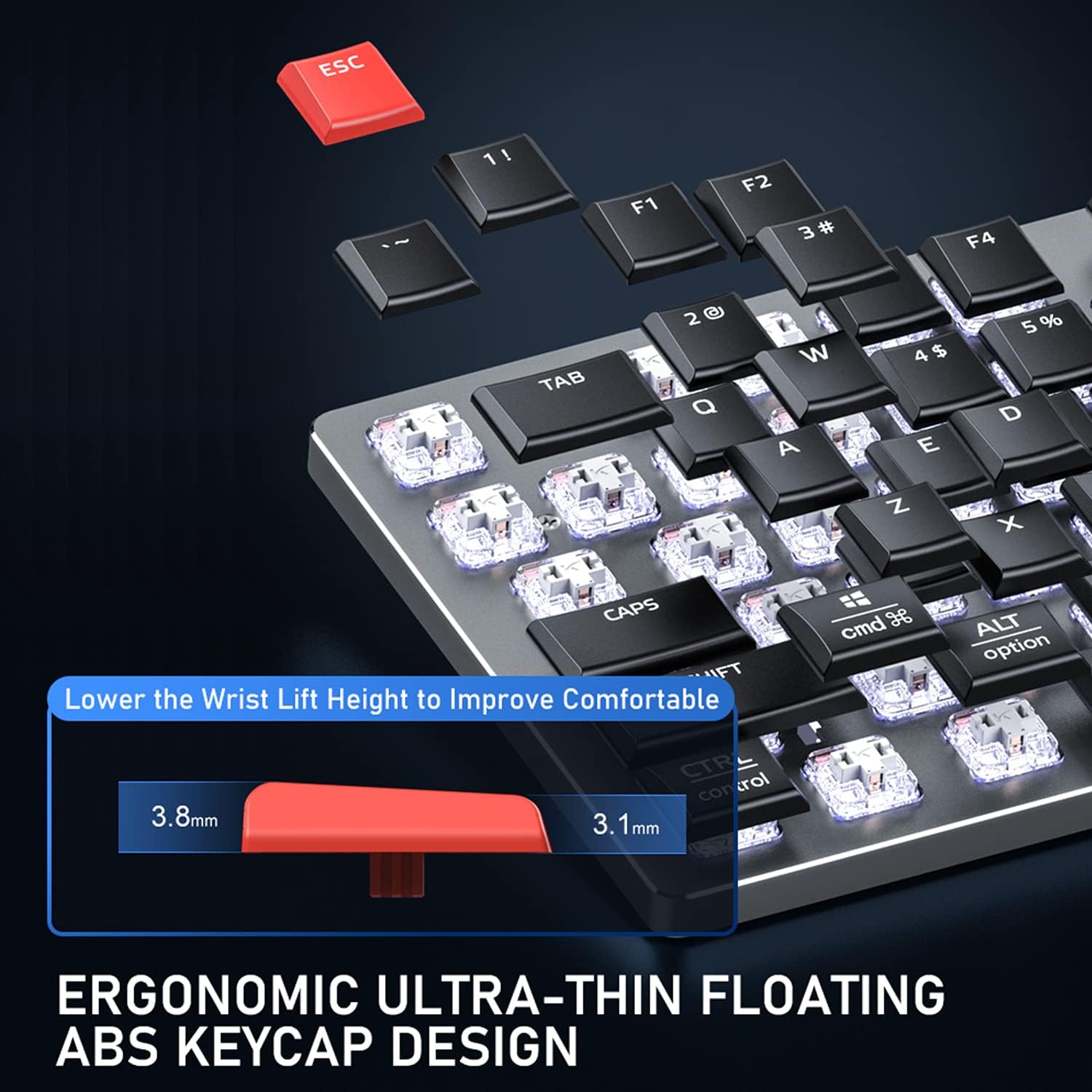 Wireless Bluetooth Mechanical Keyboard RGB Backlit 104 Keys A7