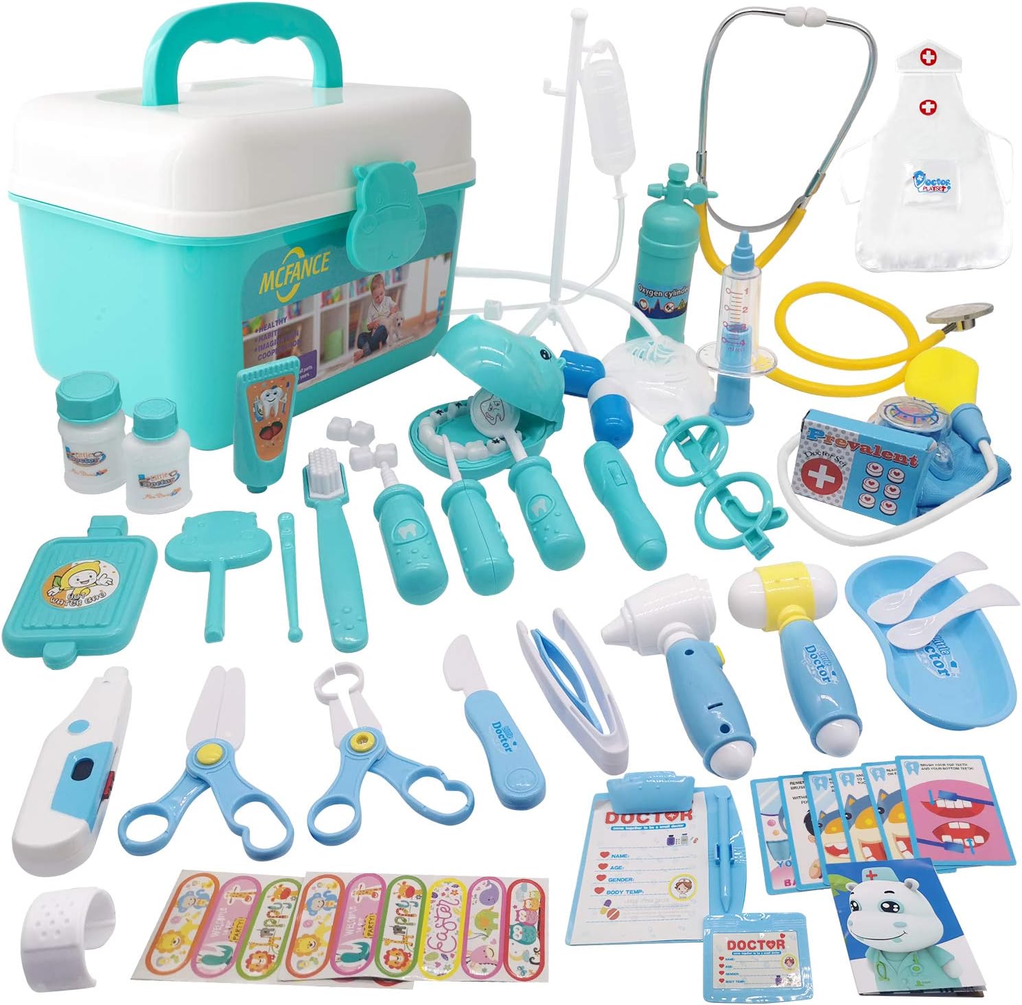 MCFANCE Toy Doctor Kits 48Pcs Pretend Play Doctor Kit Toys Stethoscope Medical Kit Imagination Play for Kids 3 Years