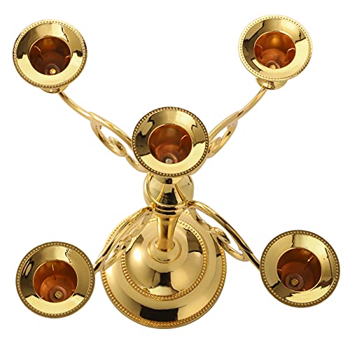 Gold 5 Arms Candelabra Metal Tall Holder for Pillar Candles A7