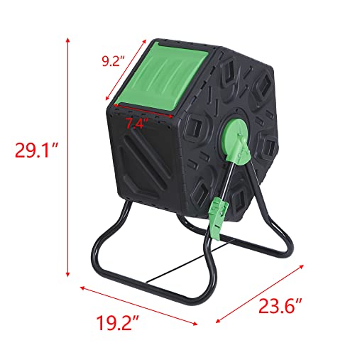Compost Tumbler Dual Chamber Outdoor 37 Gallon Black a7