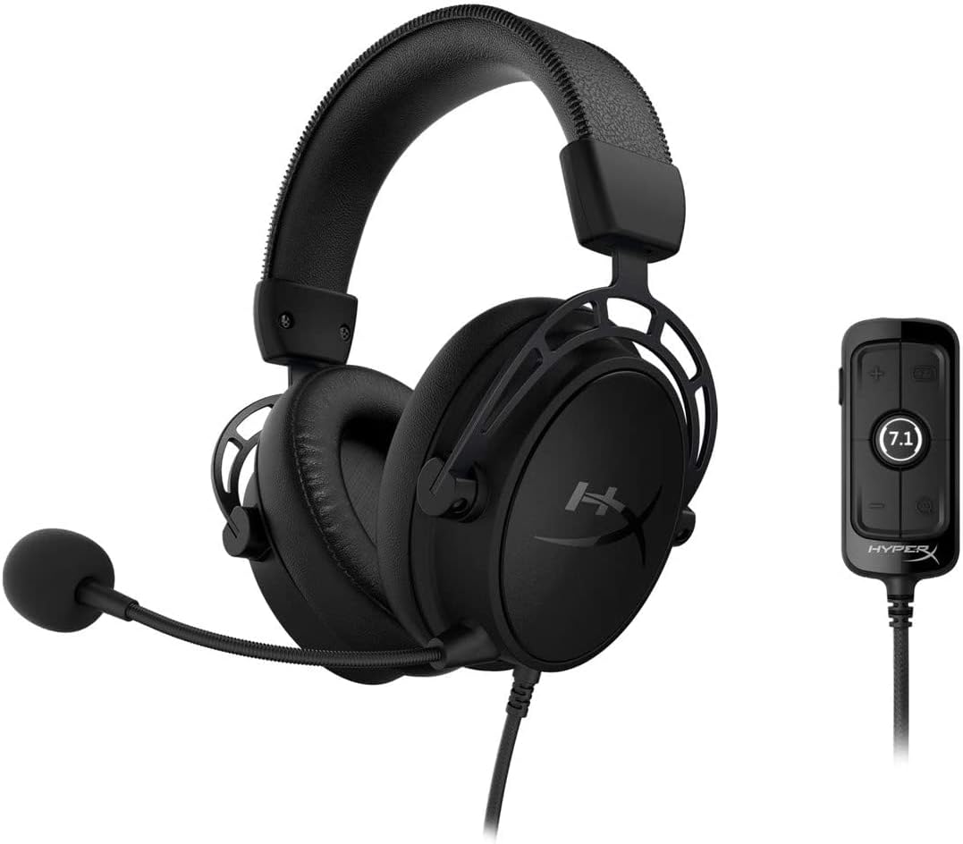 HyperX Cloud Alpha S - PC Gaming Headset, 7.1 Surround Sound, Adjustable Bass, Dual Chamber Drivers, Chat Mixer, Breathable Leatherette, Memory Foam, and Noise Cancelling Microphone - Blue