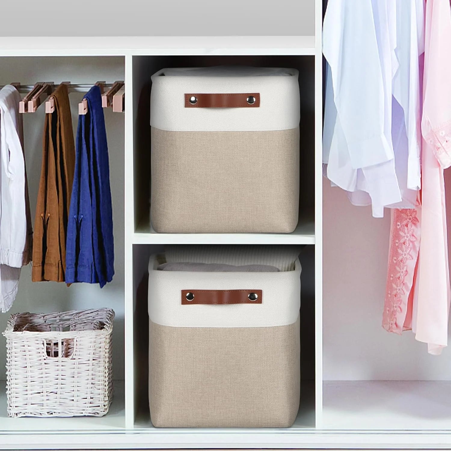 Collapsible Fabric Storage Bins with Handles, Set of 6 7k