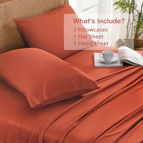 Queen Sheets Set, Cooling Bamboo Bedding, Deep Pocket, Dark Green K7