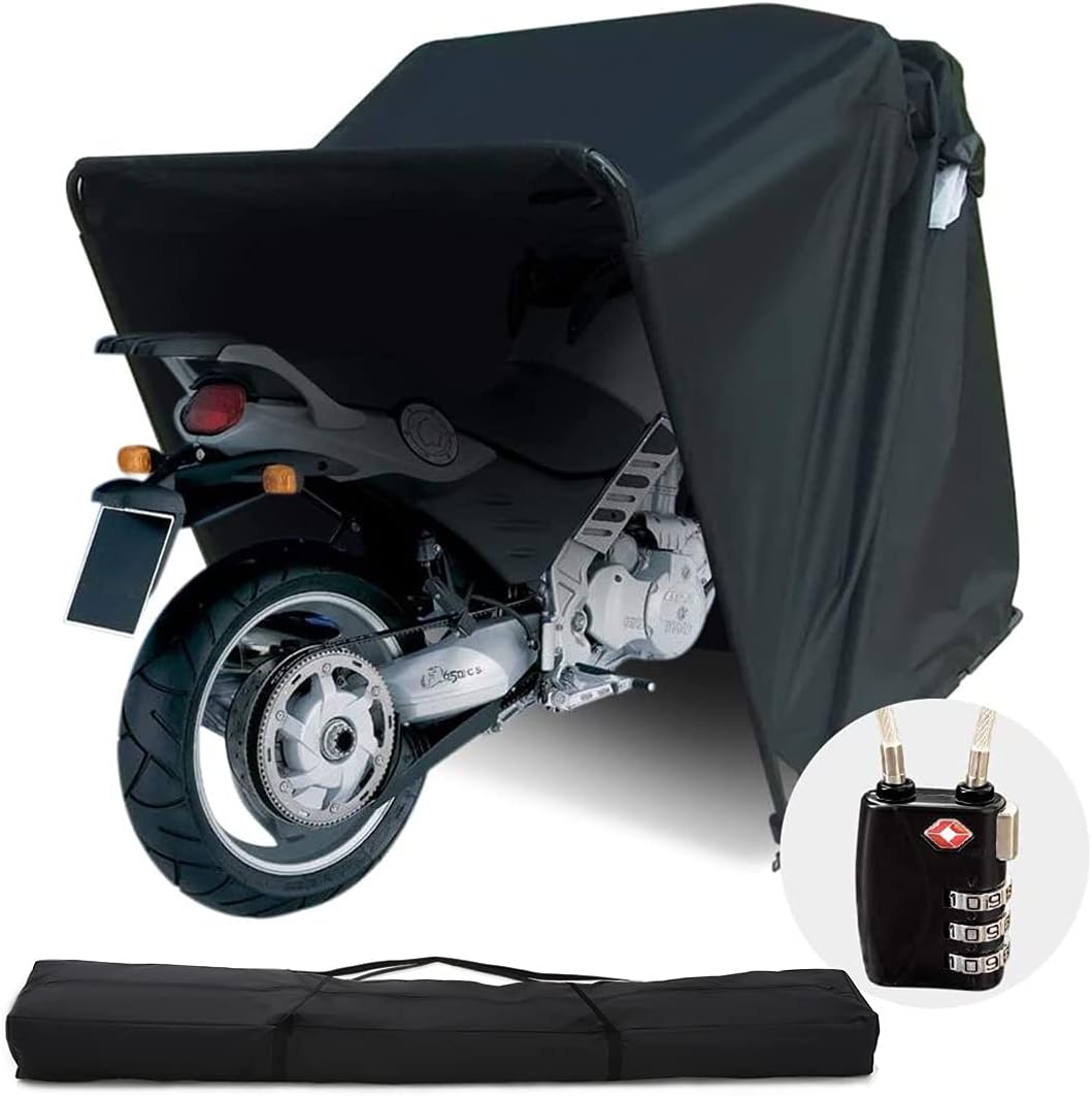 Heavy Duty Motorcycle Shelter Shed Cover Storage Garage Tent with Lock & Carry Bag L7k