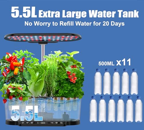 Hydroponics Growing System WiFi, 15 Pods Indoor Herb Garden with Grow Light a7