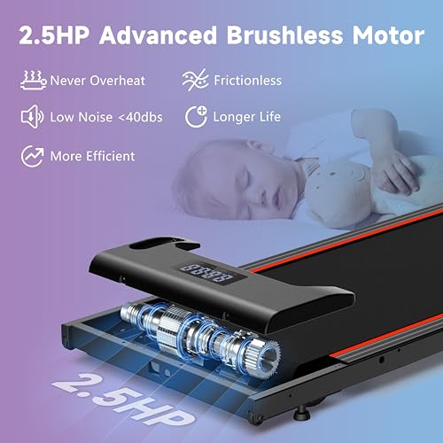 Walking Pad Under Desk Treadmill, Portable 2.5HP Quiet Machine 7k