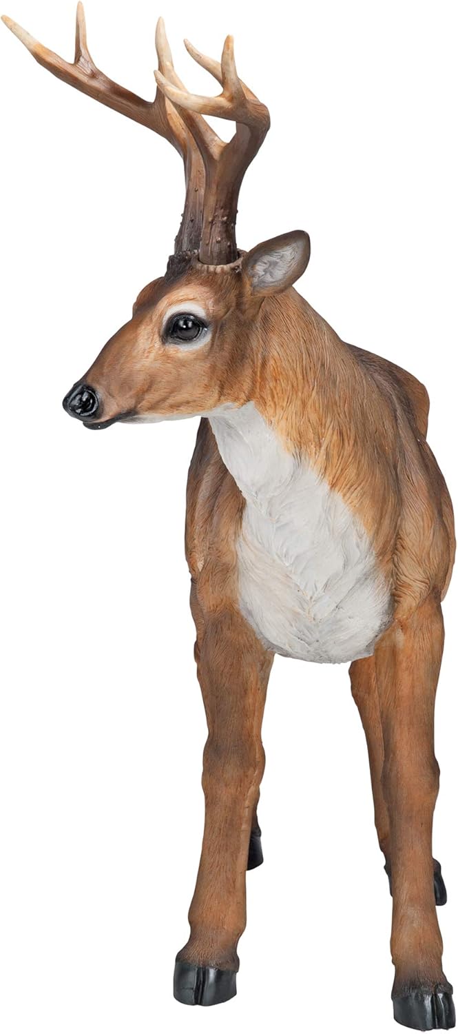Deer Buck Garden Statue 28in Handcast Polyresin Brown k7