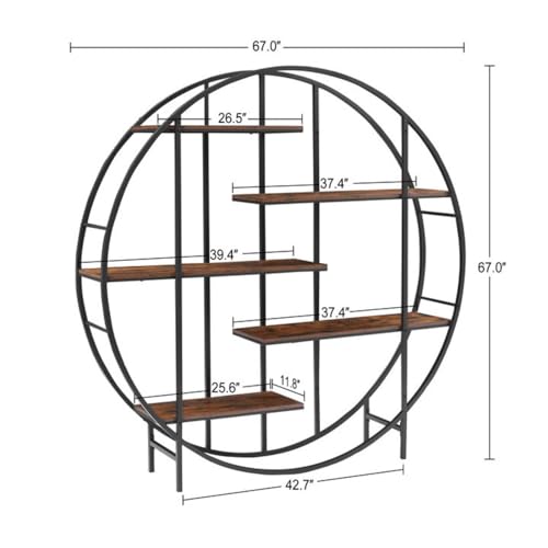 Plant Stand 5 Tier Tall Metal Shelf Indoor Round Ladder Rack Black Brown k7