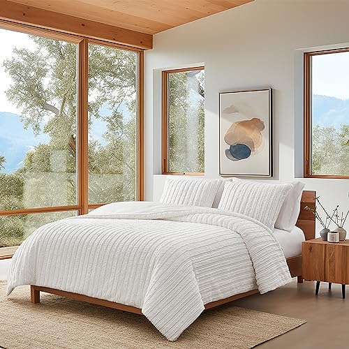 Plush Faux Fur Comforter Set with Pillow Shams, Full/Queen, Seal Grey k7
