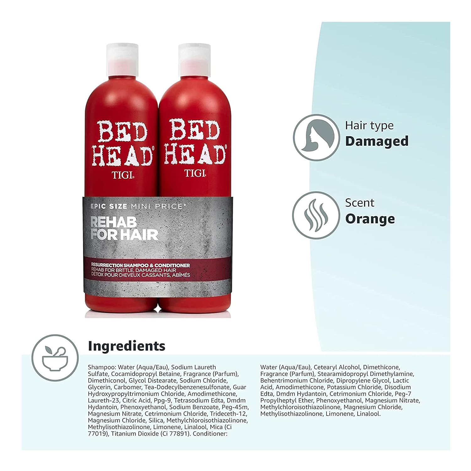 Damaged Hair Shampoo and Conditioner Set 25.36 oz 2ct k7