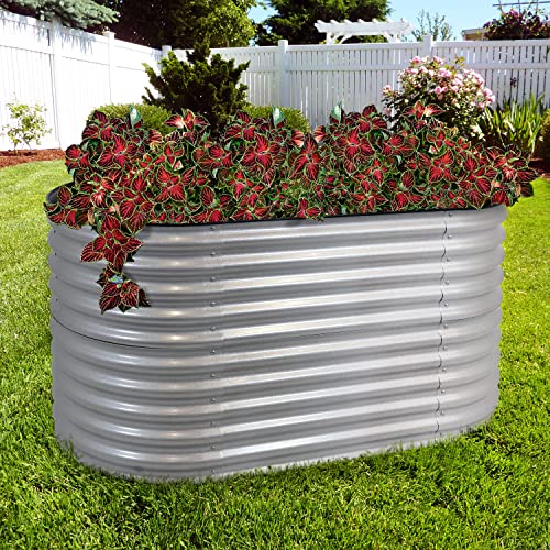 Oval Raised Garden Bed Stackable Steel Planter Kit Brown k7