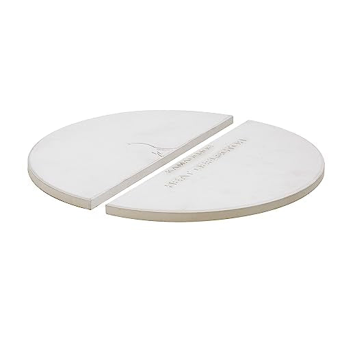 Kamado Joe Indirect Cooking Half-Moon Ceramic Heat Deflector Plates for Big Joe Charcoal Grill and Smokers in White 2-Pack, Model BJ-HDP