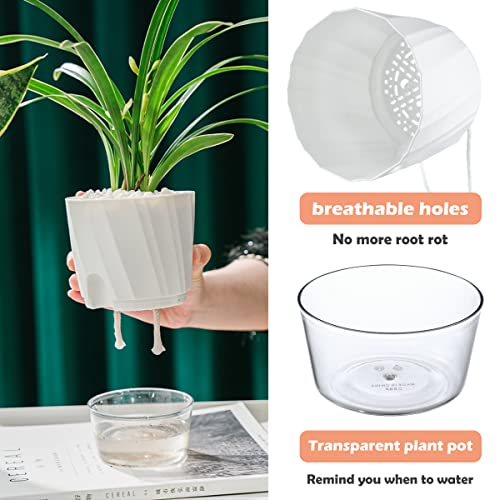 Self Watering Planters 6 Inch for Indoor Plants White a7