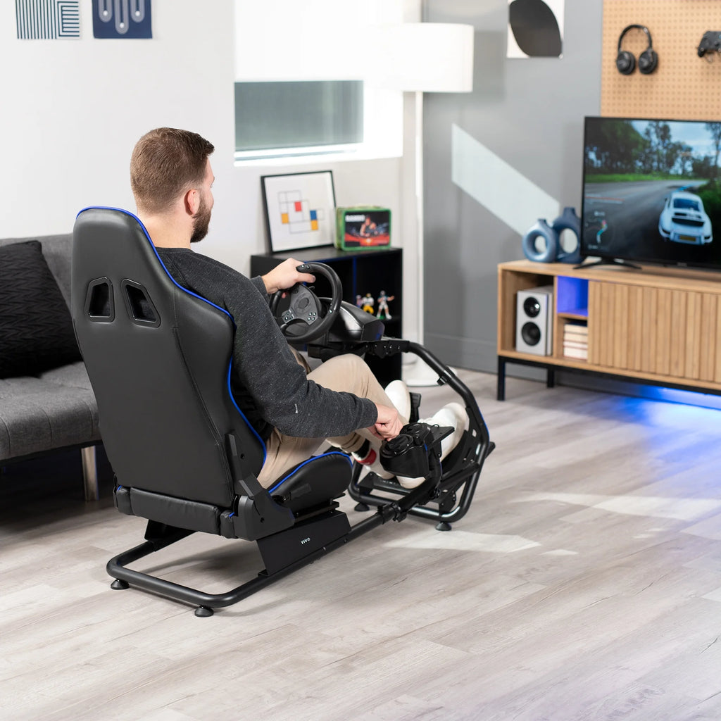 Racing Simulator Cockpit with Wheel Stand and Reclining Seat k7