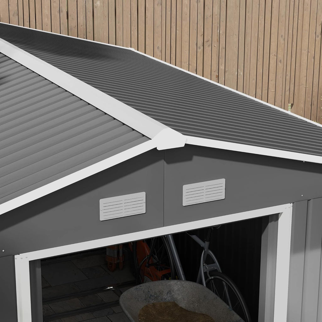Outdoor Storage Shed 11x9 ft with Foundation Kit and Sliding Doors G7