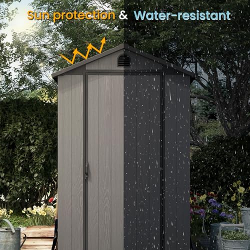 Plastic Outdoor Storage Shed 4x6 FT with Window and Lockable Door w7