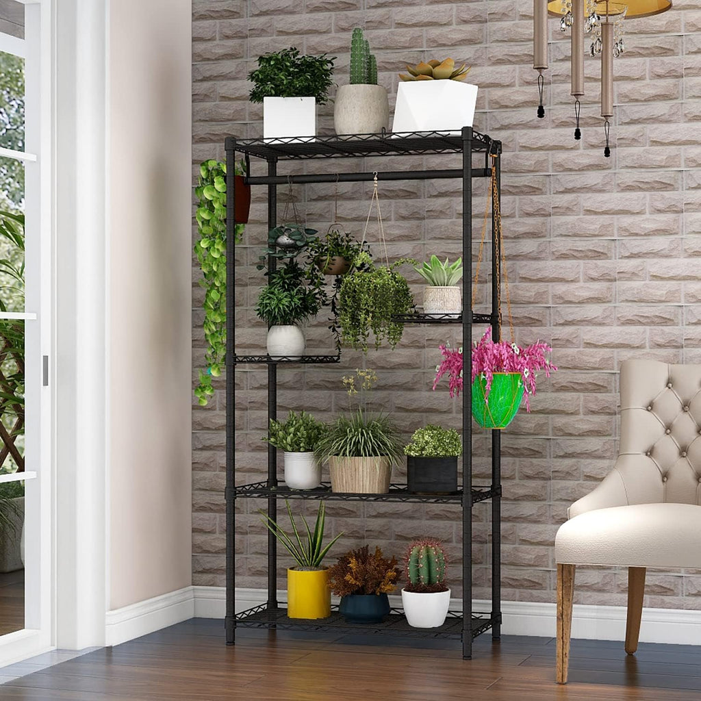 5-Tier Plant Stand Indoor Outdoor Black a7