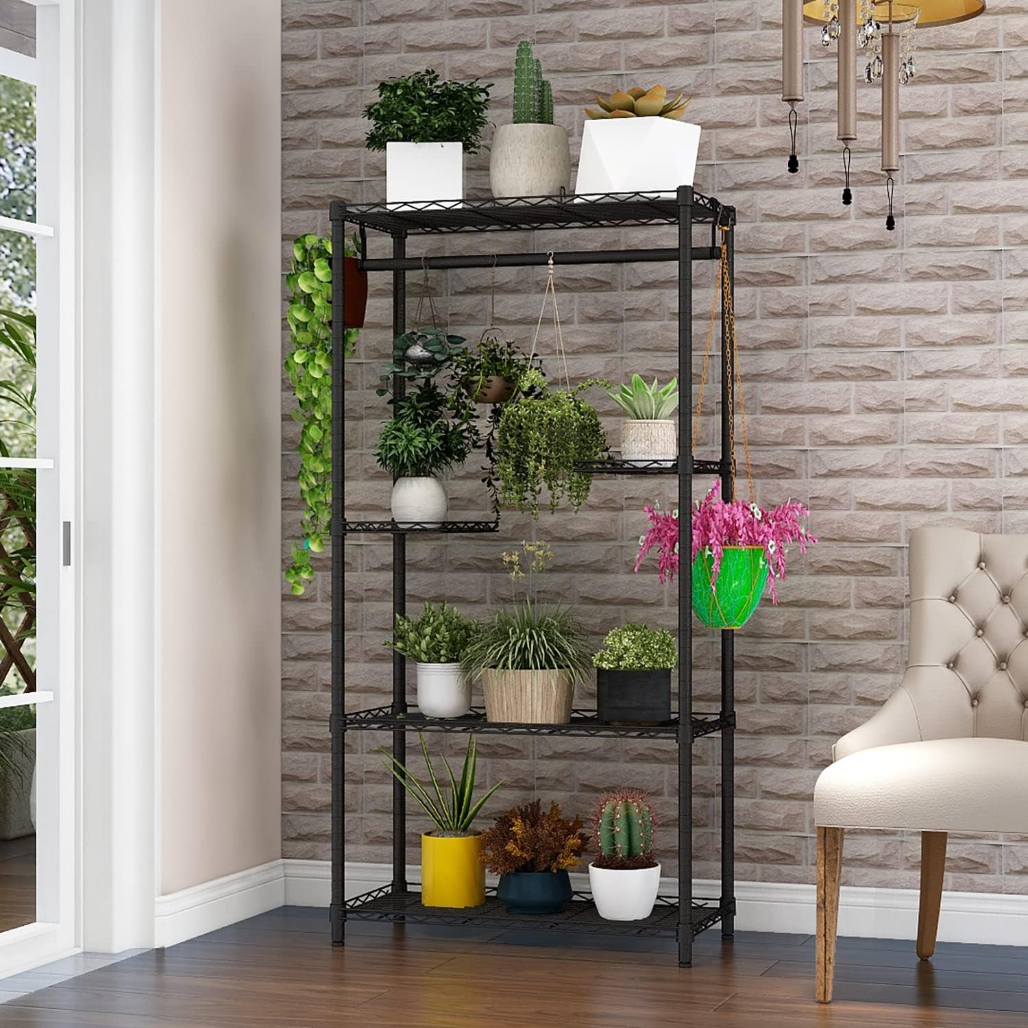 5-Tier Plant Stand Indoor Outdoor Black a7