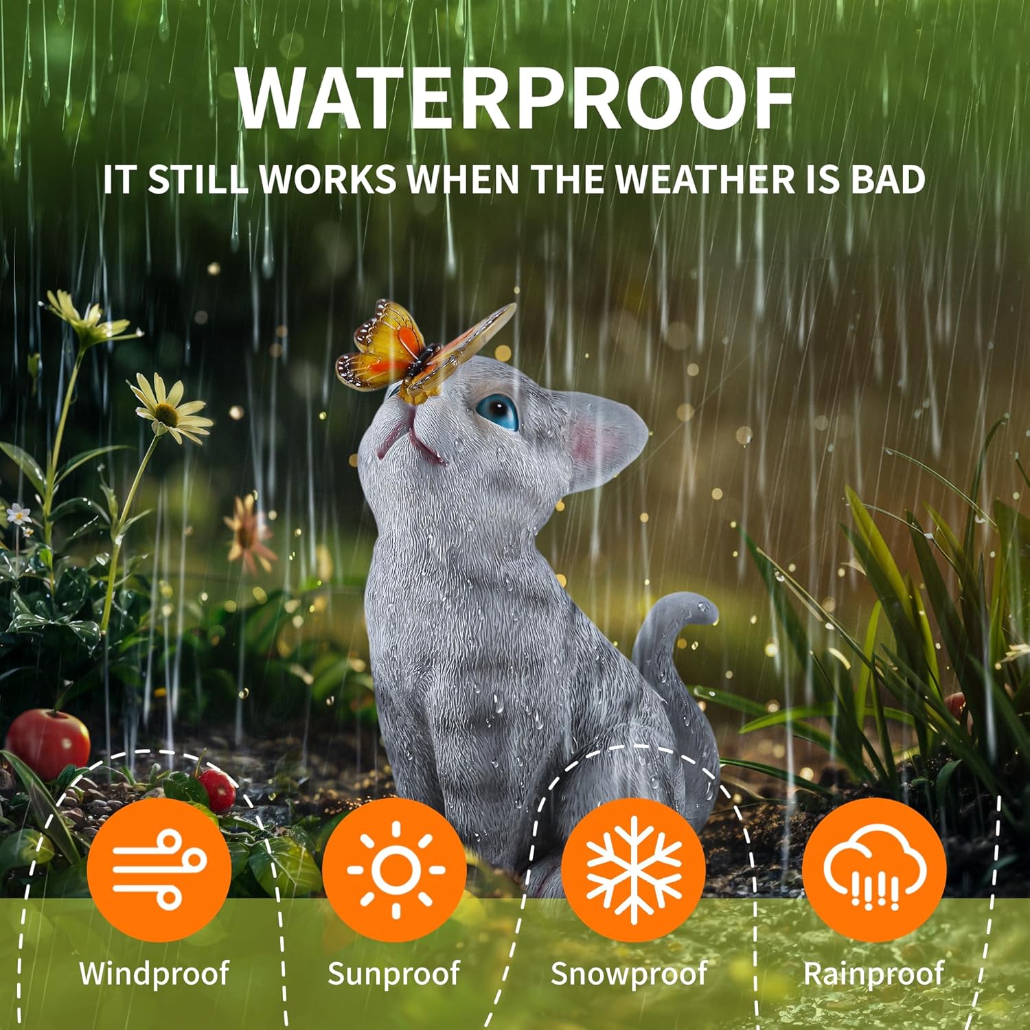Solar Cat Garden Statue Light a7