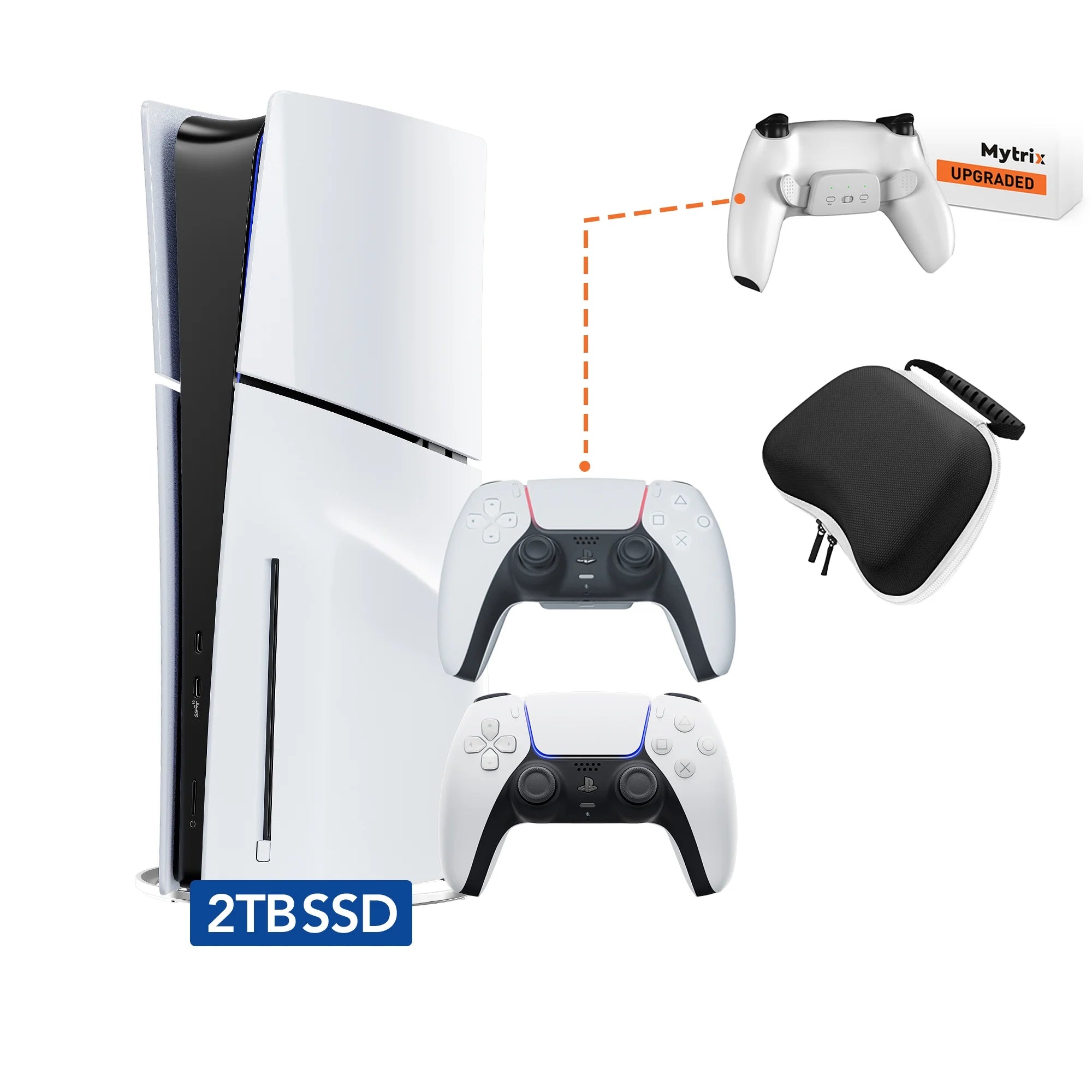 PlayStation 5 Slim Disc 2TB SSD Edition Bundle with Additional Mytrix Upgraded PS5 Controller with Remappable Back Paddles and Turbo Function, and Hard Shell Protective Controller Case - PS5 Console - Radiant Selections