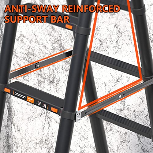 Telescoping Ladder with Stabilizers, 330lbs Capacity, Collapsible for Home Outdoor k7